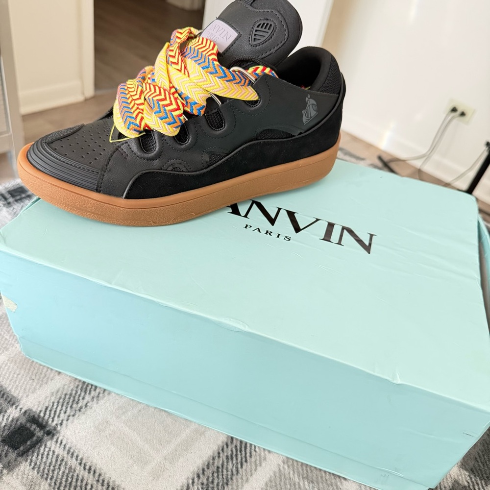 Lanvin Kids Black Sneakers with Multicolor Laces